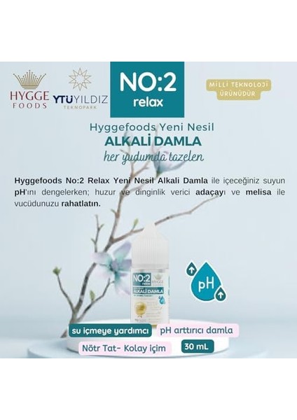 Hyggefoods Yeni Nesil Alkali Damla No:2 Relax Yüksek Antioksidanlı Ph Arttırıcı Su Içmeye Yardımcı