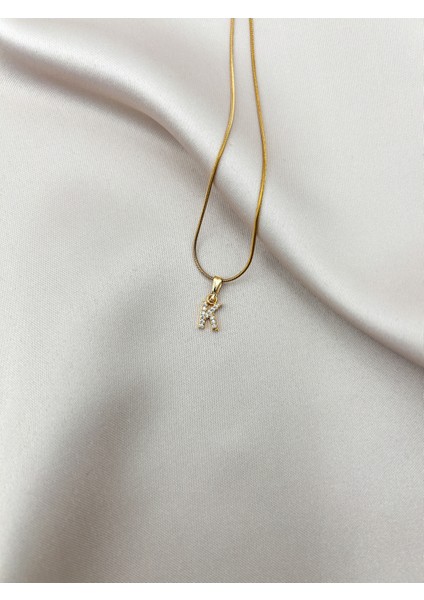 Fıora Çelik Zirkon Taşlı Harf Kolye Sade Şık Gold Ayarlanabilir Zincir Tüm Alfabe fiyatları