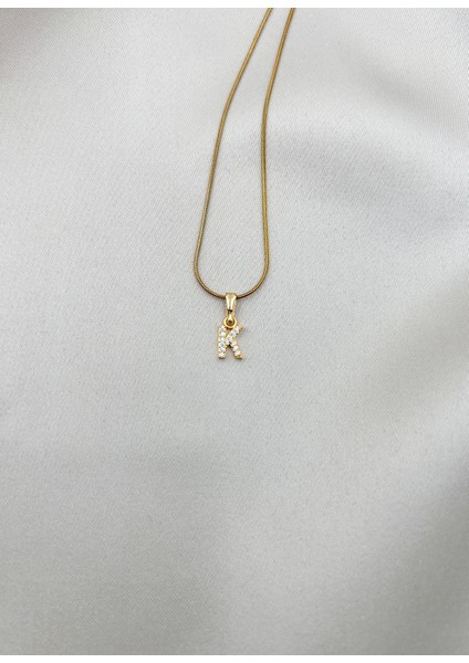 Fıora Çelik Zirkon Taşlı Harf Kolye Sade Şık Gold Ayarlanabilir Zincir Tüm Alfabe modelleri