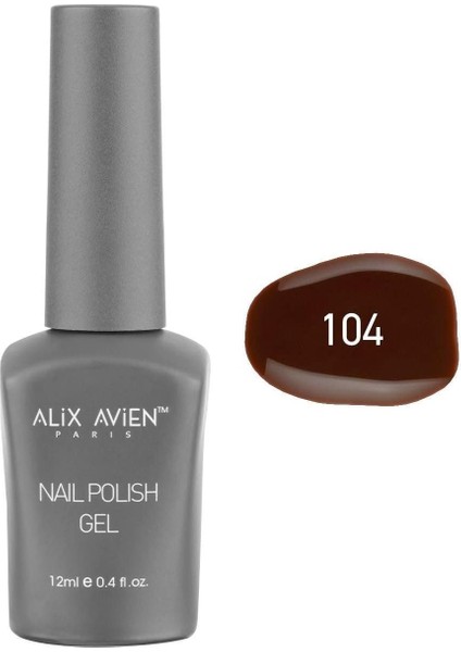 Alıx Avıen Kahverengi Kalıcı Oje 104-YOĞUN Renk Veren Jel Oje 12 Ml-Nail Uv Gel Polish 104