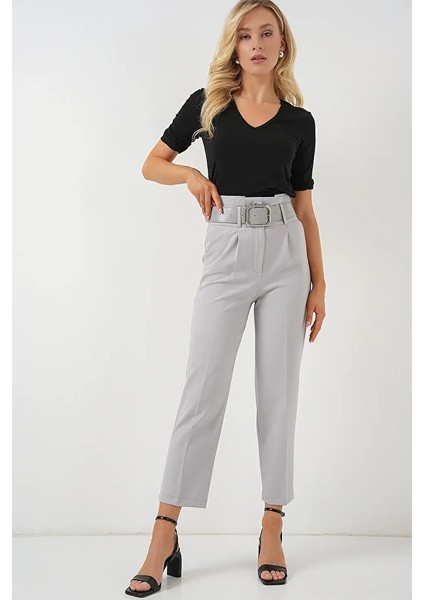 Kadın Kanvas Pantolon 6556 Gri