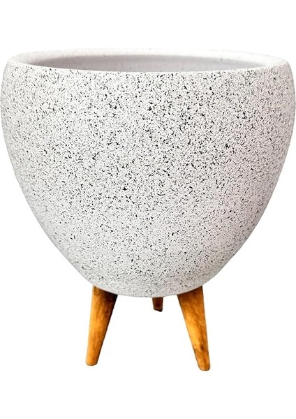 Tasarımı Ev Dekorasyon Beyaz Granit Toprak Saksı Saksılık Salon Çiçeklik 3 Ayaklı - 15 cm indirimleri