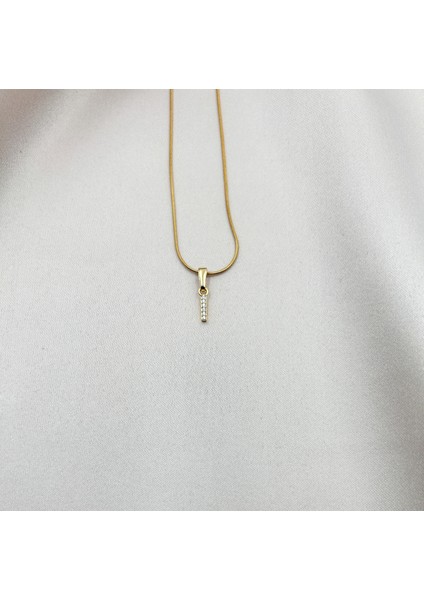 Fıora Çelik Zirkon Taşlı Harf Kolye Sade Şık Gold Ayarlanabilir Zincir Tüm Alfabe fiyatları