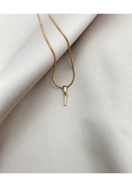 Fıora Çelik Zirkon Taşlı Harf Kolye Sade Şık Gold Ayarlanabilir Zincir Tüm Alfabe modelleri