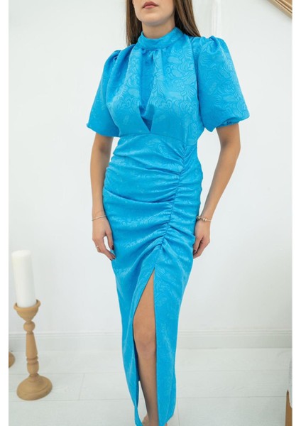 Jakarlı ve Yırtmaçlı Elbise fiyatları