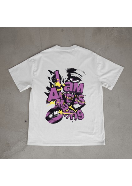 Amazing Tasarım Baskılı Beyaz Oversize T-Shirt