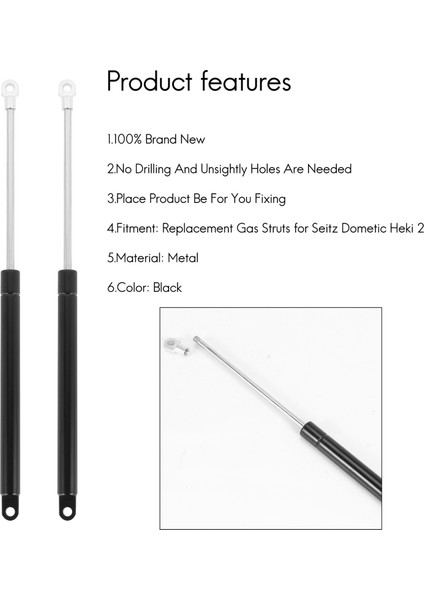 2pcs 340MM Karavan Motorum Bonnet Kaput Destek Gaz Desteği Seitz Dometik Heki 2 E015 (Yurt Dışından) fiyatları