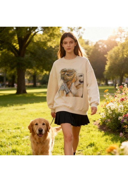 Can Dostum: Pati ve Ben! Oversize Sweatshirt Bej indirimleri