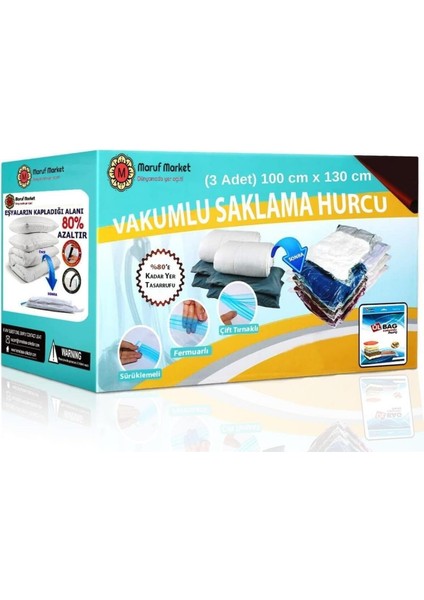 Home Yüksek Kaliteli Vakumlu Hurc (Xxxl)(3 Adet) 100 cm x 130 cm - Çevirmeli Kapak - Çift Kişilik Yorgan