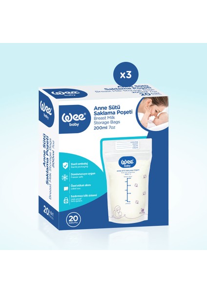 Süt Saklama Poşeti Seti (20x3 60 Adet) fırsatları