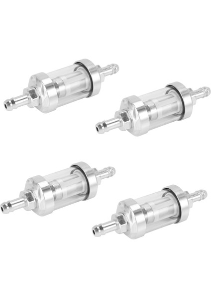 4x Evrensel Krom Cam Yakıt Petrol Petrol Motoru Sline Filtre 5/16 Inç 8mm Motosikletler Için Gümüş (Yurt Dışından)