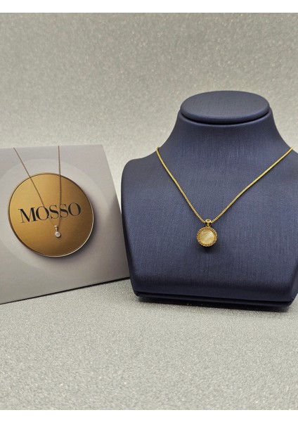 Ortası Dönen Beyaz Gold Kenarlı Çelik Kolye fiyatları