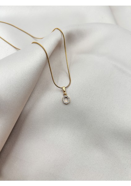 Fıora O HARFİ Çelik Zirkon Taşlı Harf Kolye Sade Şık Gold Ayarlanabilir Zincir Tüm Alfabe modelleri