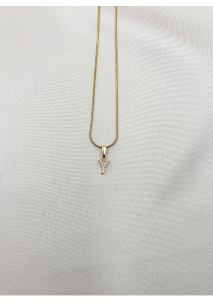 Fıora Çelik Zirkon Taşlı Harf Kolye Sade Şık Gold Ayarlanabilir Zincir Tüm Alfabe fiyatları