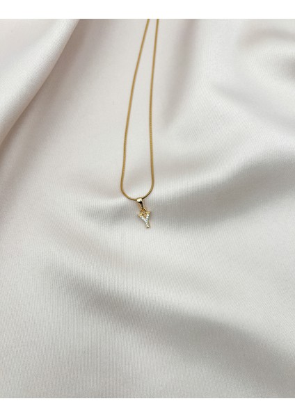 Fıora Çelik Zirkon Taşlı Harf Kolye Sade Şık Gold Ayarlanabilir Zincir Tüm Alfabe modelleri
