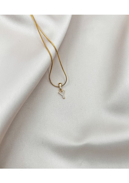Fıora Çelik Zirkon Taşlı Harf Kolye Sade Şık Gold Ayarlanabilir Zincir Tüm Alfabe fırsatları