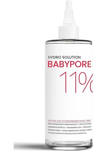 Hydro Solution Babypore Gözenek Sıkılaştırıcı & Canlandırıcı Tonik, %7 Glikolik Asit & Ginseng, Cilt Yenileyici & Arındırıcı, Tüm Cilt Tipleri Için, 200 ml
