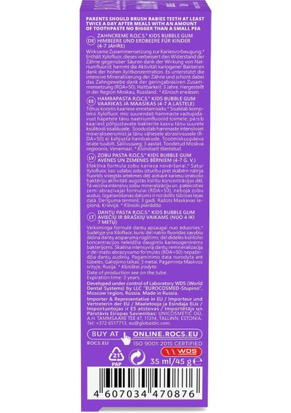 Kids 4-7 Yaş Florürsüz Diş Macunu Balon Sakızı Tadında fırsatları