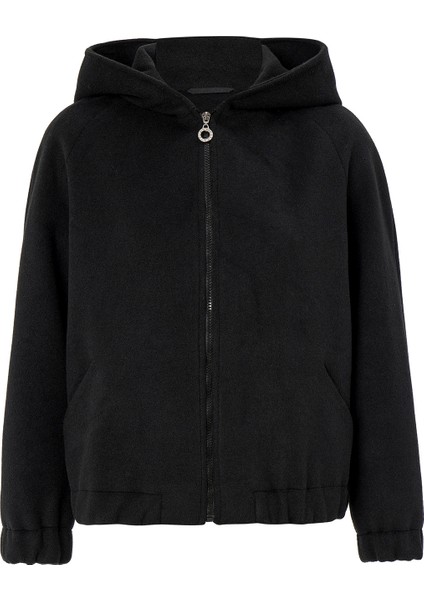 Kapüşonlu Beli Lastikli Oversize Kısa Kaban SİYAH 3162 modelleri