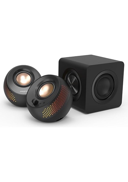 Subwoofer ve Özelleştirilebilir Rgb Aydınlatmalı Pebble x Plus 2.1 Usb-C Bilgisayar Hoparlörleri, Bluetooth 5.3, USB Ses, Pc ve Mac Için 15W'A Kadar Rms Gücü