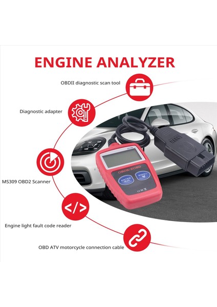 Obd Atv Motosiklet Bağlantı Kablosu Obd2 Ila 8 Pin Teşhis ADAPTÖRÜ+MS309 Obd2 Scanner Multilanguages Diagnostic Aracı B (Yurt Dışından) fırsatları