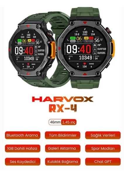 Harvox Watch Rx-4 Yeni Nesil Akıllı Saat Tam Dokunmatik Ekran & Uzun Pil Ömrü