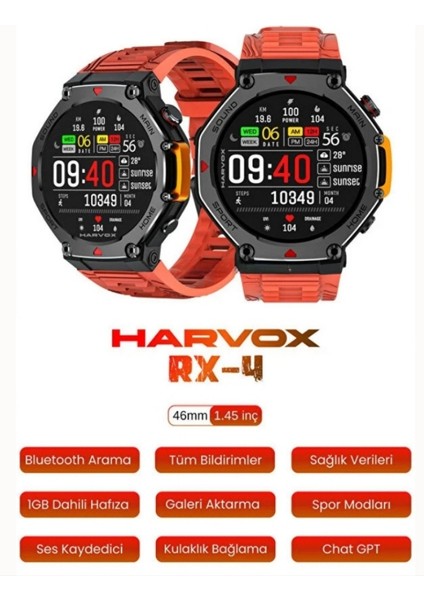 Harvox Watch Rx-4 Yeni Nesil Akıllı Saat Tam Dokunmatik Ekran & Uzun Pil Ömrü