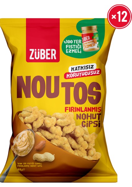 Noutos Nohut Cipsi Fıstık Ezmeli 55GR x 12 Adet