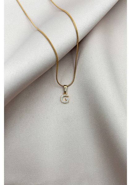 Fıora Çelik Zirkon Taşlı Harf Kolye Sade Şık Gold Ayarlanabilir Zincir Tüm Alfabe