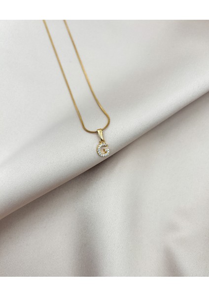 Fıora Çelik Zirkon Taşlı Harf Kolye Sade Şık Gold Ayarlanabilir Zincir Tüm Alfabe fırsatları