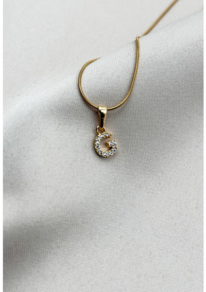 Fıora Çelik Zirkon Taşlı Harf Kolye Sade Şık Gold Ayarlanabilir Zincir Tüm Alfabe