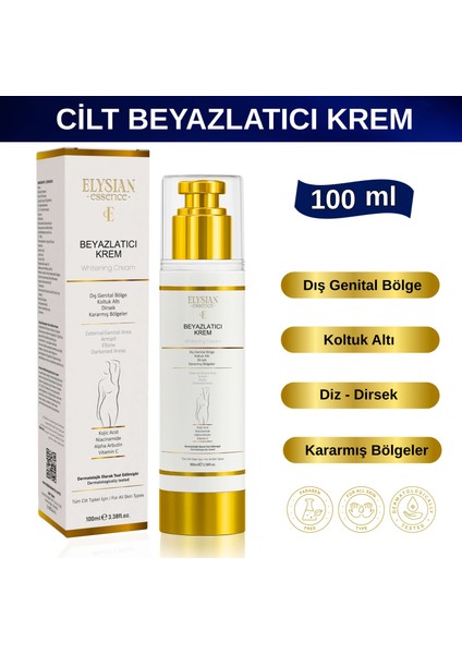 Cilt Beyazlatıcı | Kararma Giderici Krem - Genital Bölge, Koltuk Altı, Bikini Bölgesi, Dirsek ve Vücut 100ML