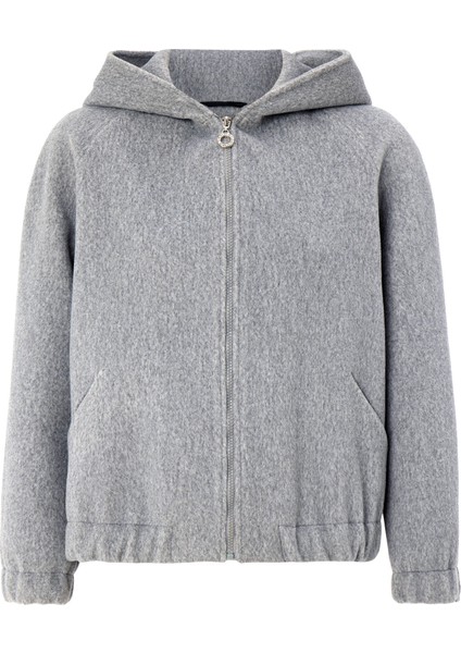 Kapüşonlu Beli Lastikli Oversize Kısa Kaban AÇIK GRİ 3162