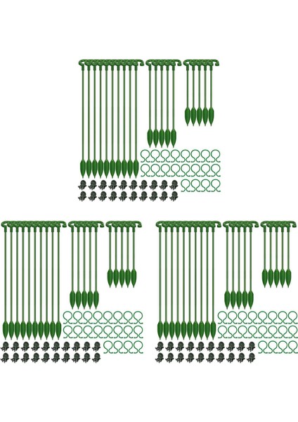 180PCS Bitki Destekleri Set - 60 Paket Çiçek Bitki Bahçesi Çubukları (3 Boyut) 60 Bitki Destek Klipleri ve 60 Orkide Klipsleri (Yurt Dışından)