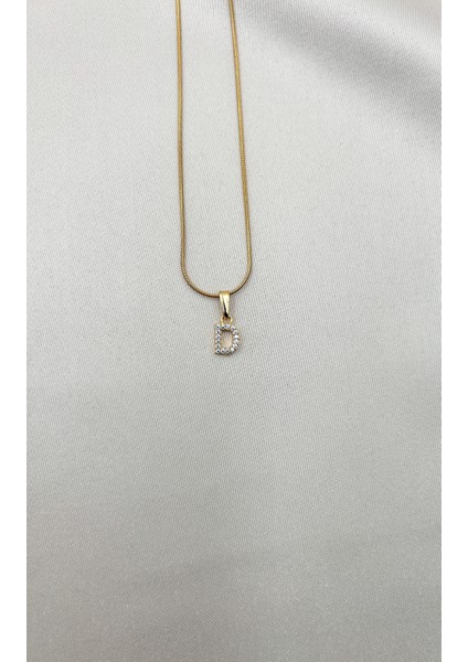 Fıora Çelik Zirkon Taşlı Harf Kolye Sade Şık Gold Ayarlanabilir Zincir Tüm Alfabe fiyatları