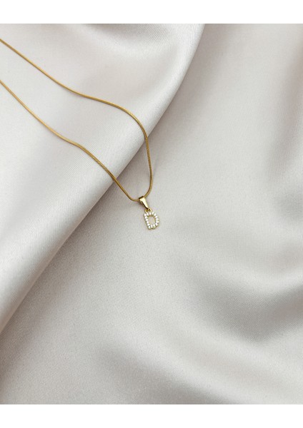 Fıora Çelik Zirkon Taşlı Harf Kolye Sade Şık Gold Ayarlanabilir Zincir Tüm Alfabe modelleri