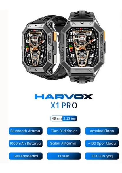 Harvox X1 Pro Akıllı Saat Şık Tasarım, Uzun Pil, Tam Ekran Deneyimi Apple & Android Uyumlu