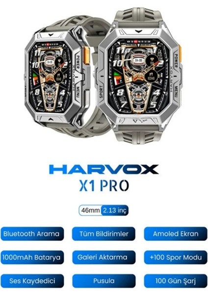 Harvox X1 Pro Akıllı Saat Şık Tasarım, Uzun Pil, Tam Ekran Deneyimi Apple & Android Uyumlu
