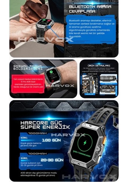 Harvox X1 Pro Akıllı Saat Şık Tasarım, Uzun Pil, Tam Ekran Deneyimi Apple & Android Uyumlu modelleri
