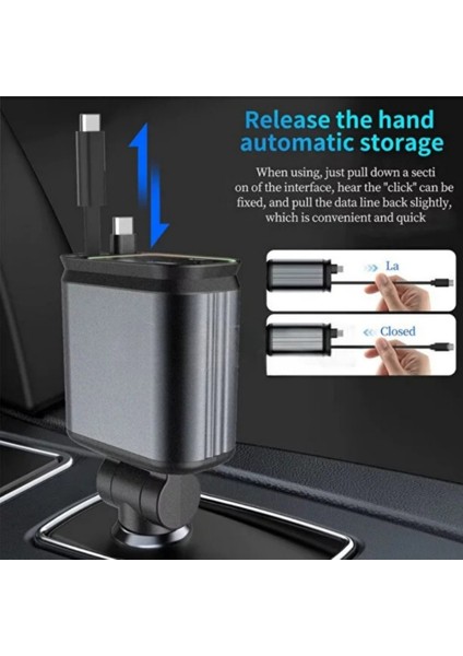 4in1 Hızlı Şarj Adaptörü Type-C Destekli 2 Kablolu + Ambiyans Işıklı Şarj Cihaz modelleri