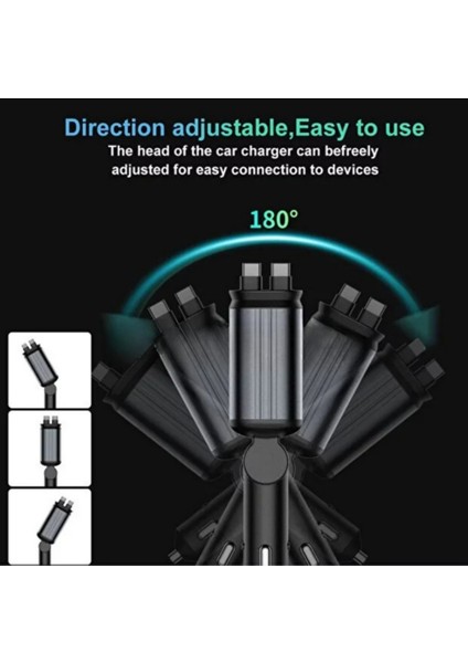 4in1 Hızlı Şarj Adaptörü Type-C Destekli 2 Kablolu + Ambiyans Işıklı Şarj Cihaz fırsatları