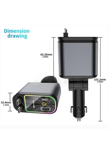 4in1 Hızlı Şarj Adaptörü Type-C Destekli 2 Kablolu + Ambiyans Işıklı Şarj Cihaz indirimleri