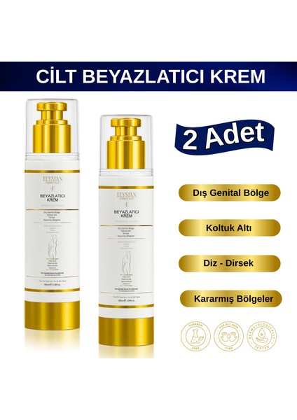 Cilt Beyazlatıcı | Kararma Giderici Krem 2'li Set - Genital Bölge, Koltuk Altı, Bikini Bölgesi, Dirsek ve Vücut 100ML