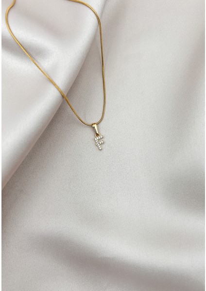 Fıora Çelik Zirkon Taşlı Harf Kolye Sade Şık Gold Ayarlanabilir Zincir Tüm Alfabe fırsatları