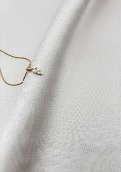 Fıora Çelik Zirkon Taşlı Harf Kolye Sade Şık Gold Ayarlanabilir Zincir Tüm Alfabe