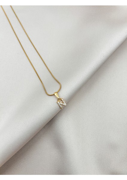 Fıora Çelik Zirkon Taşlı Harf Kolye Sade Şık Gold Ayarlanabilir Zincir Tüm Alfabe fiyatları