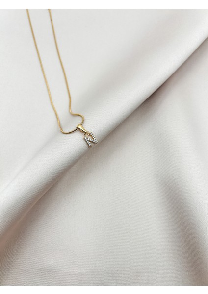 Fıora Çelik Zirkon Taşlı Harf Kolye Sade Şık Gold Ayarlanabilir Zincir Tüm Alfabe fırsatları