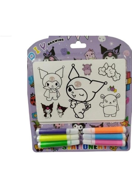 Kuromi Capybara Cinnamoroll Melody Fosforlu 6 Adet Boya Kalemi Dahil 6 Sayfa Boyama Seti modelleri