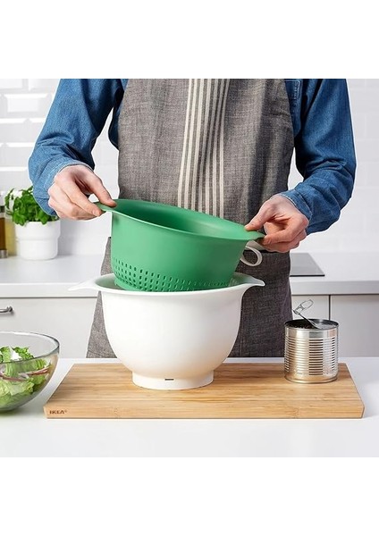 Yeşil Mutfak Süzgeci, 24 cm Çap, 30 cm Genişlik, Çift Kulplu, Bulaşık Makinesinde Yıkanabilir modelleri