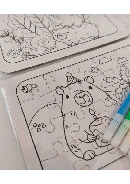 2 Adet Capybara Kuromi Stitch Temalı 20 Parça Boyama Puzzle Seti (2'li) + 4 Adet Keçeli Kalem Hediye indirimleri